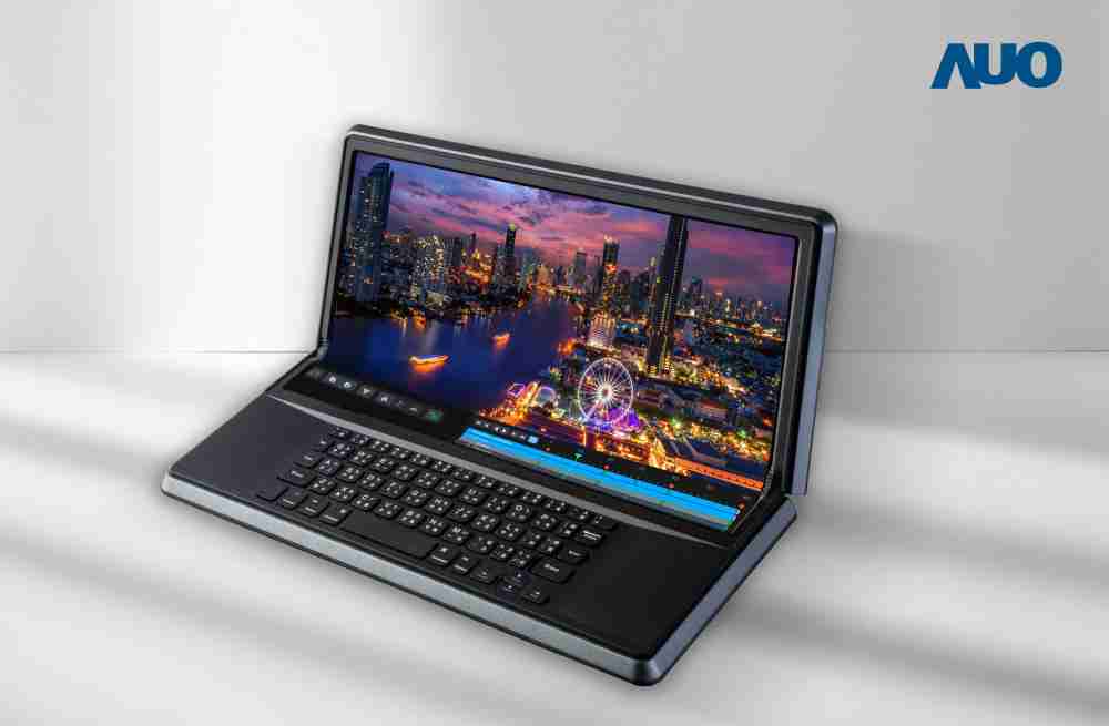 万利14.6吋Micro LED折迭显示屏幕，，，搭配半径4mm的弯折绞炼，，，，以及高画素、、、、高亮度、、、高对比度的显示技术特点，，，，即便在大视角下仍保有绝佳色相与亮度